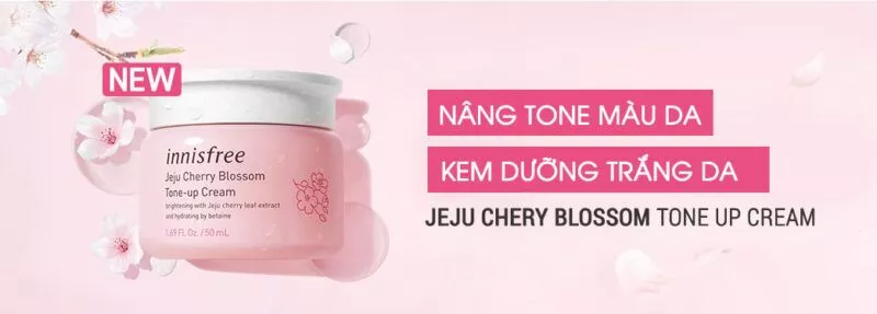 Kem dưỡng trắng chiết xuất Hoa Anh Đào Innisfree Jeju Cherry Blossom Tone-Up Cream là dòng kem dưỡng trắng da vừa mới ra mắt vào đầu 2019 đến từ thương hiệu mỹ phẩm Innisfree